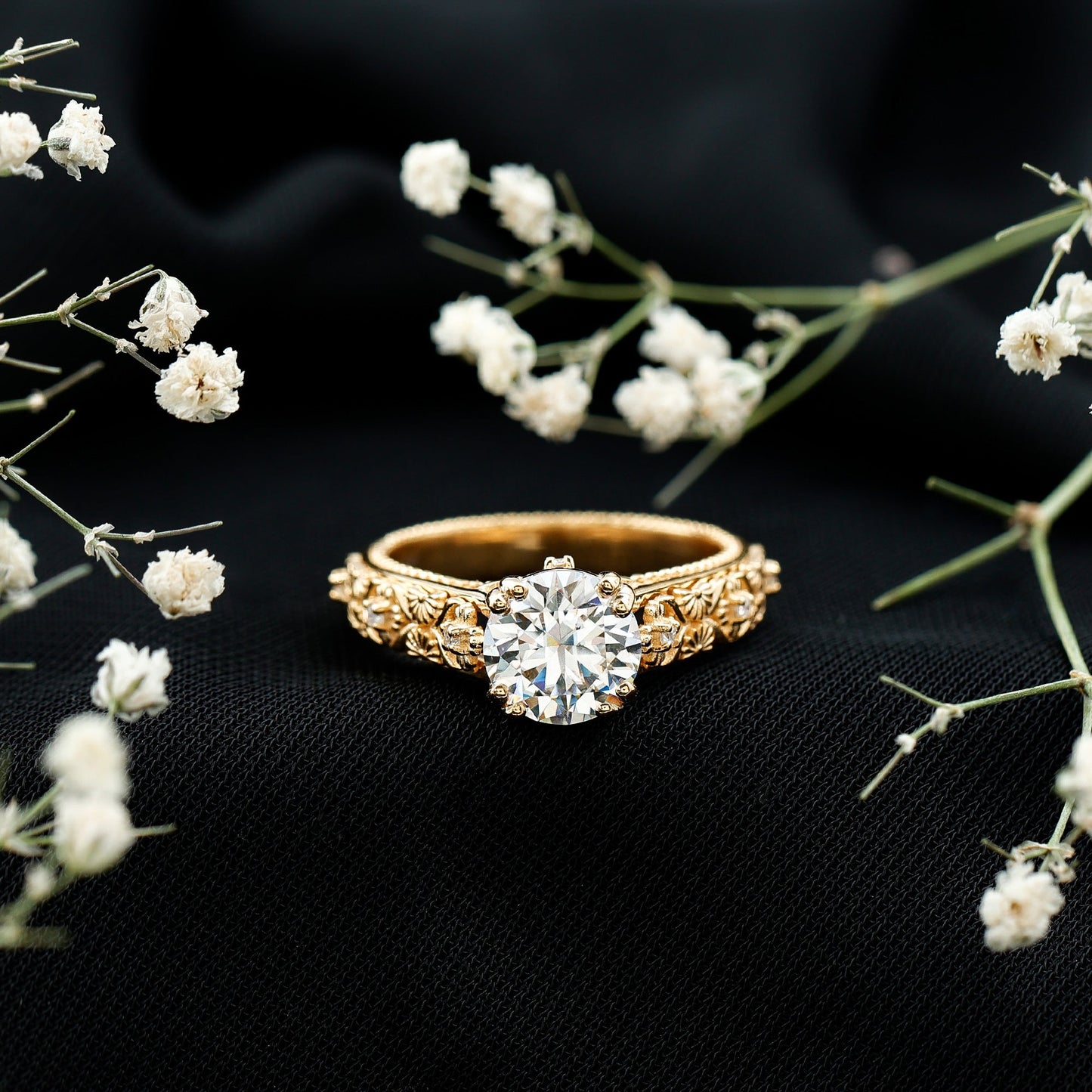 Lab Grown Diamond Antique Looking Engagement Ring