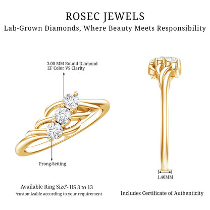 Certified Lab Grown Diamond Three Stone Proposal Ring