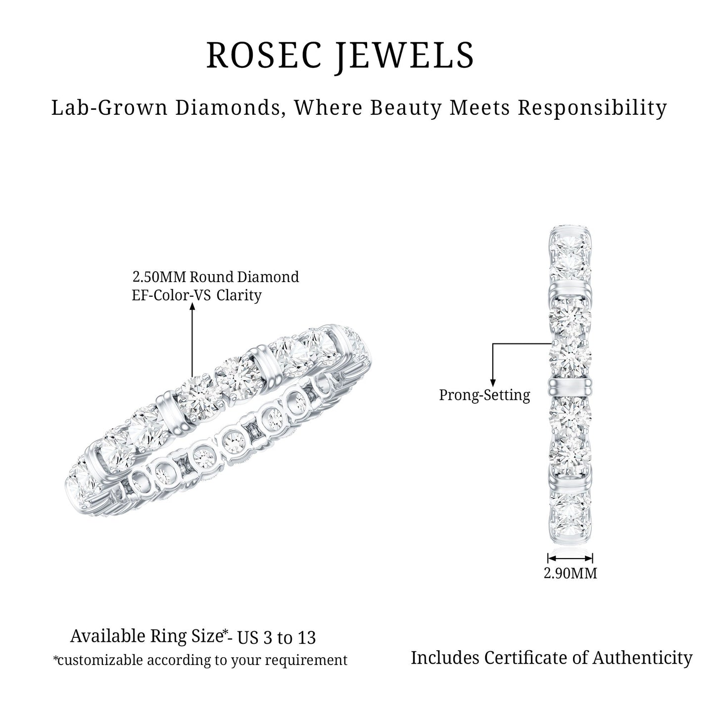 Lab Created Diamond Full Eternity Band Ring for Women