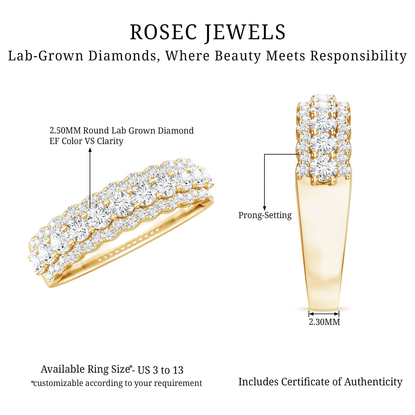 Certified Diamond Half Eternity Anniversary Ring