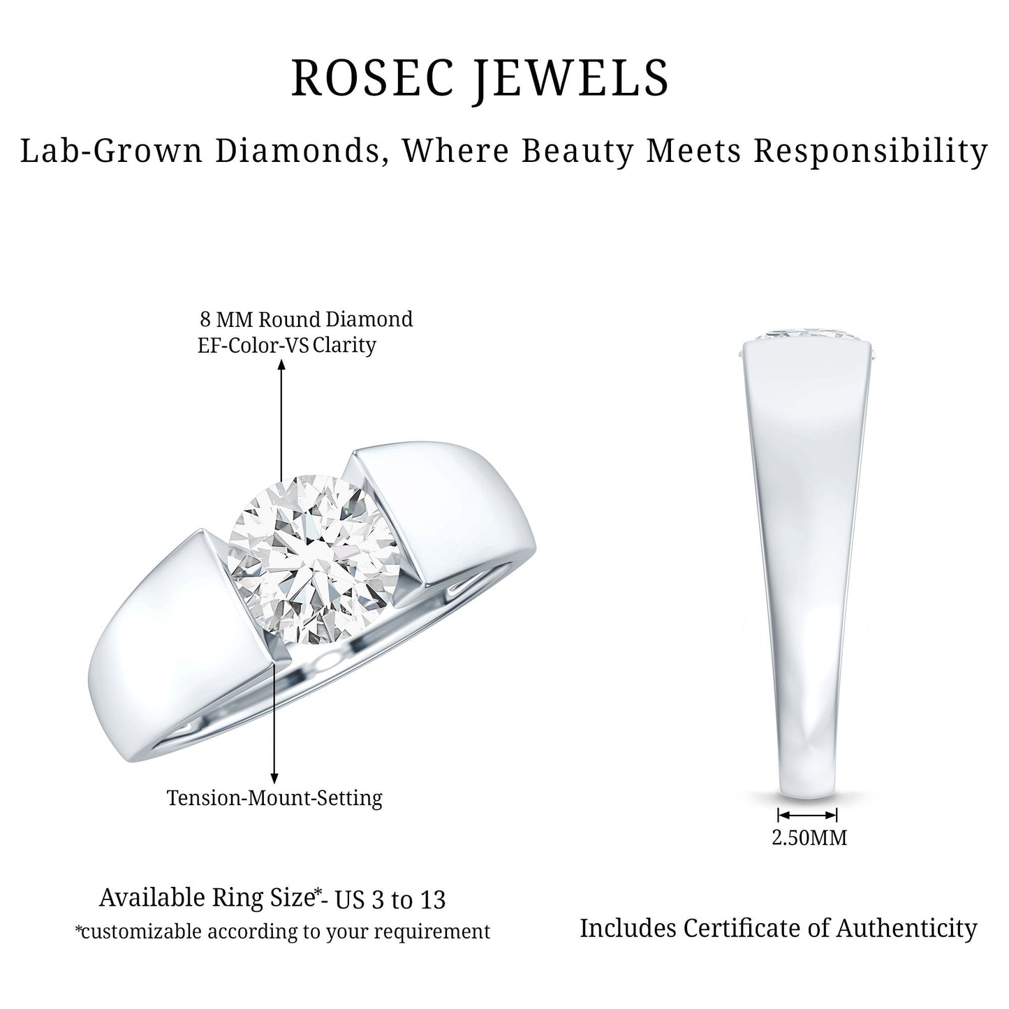 2 Carat Lab Grown Diamond Dua Lipa Inspired Engagement Ring