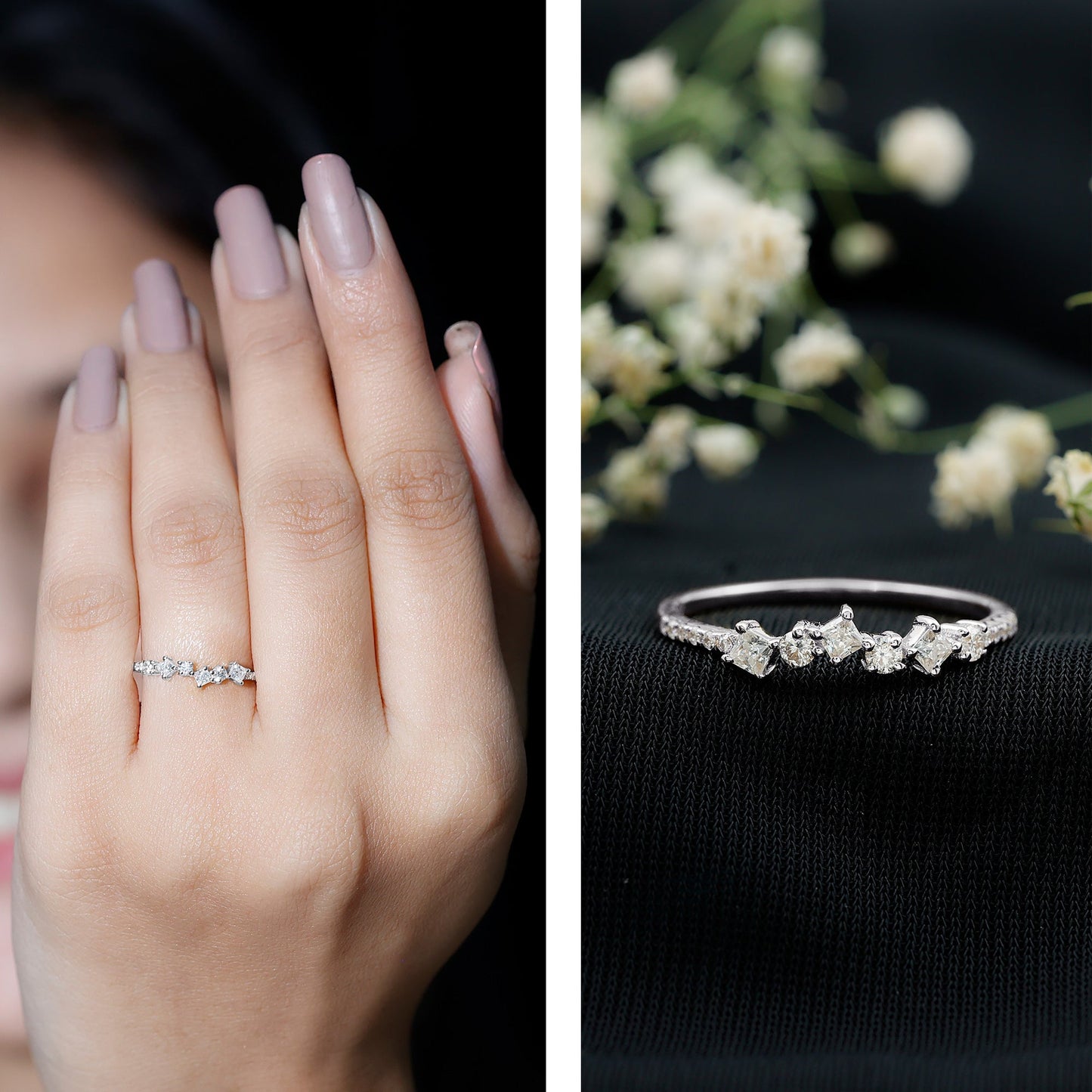 Minimalist Lab Grown Diamond Half Eternity Ring
