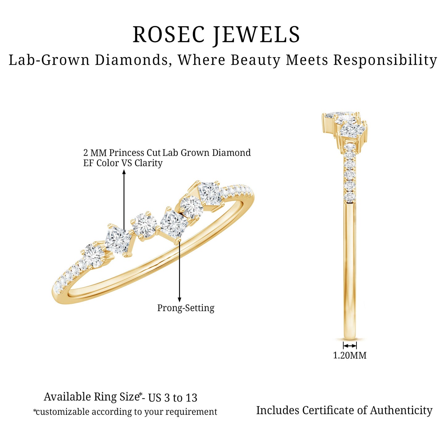 Minimalist Lab Grown Diamond Half Eternity Ring