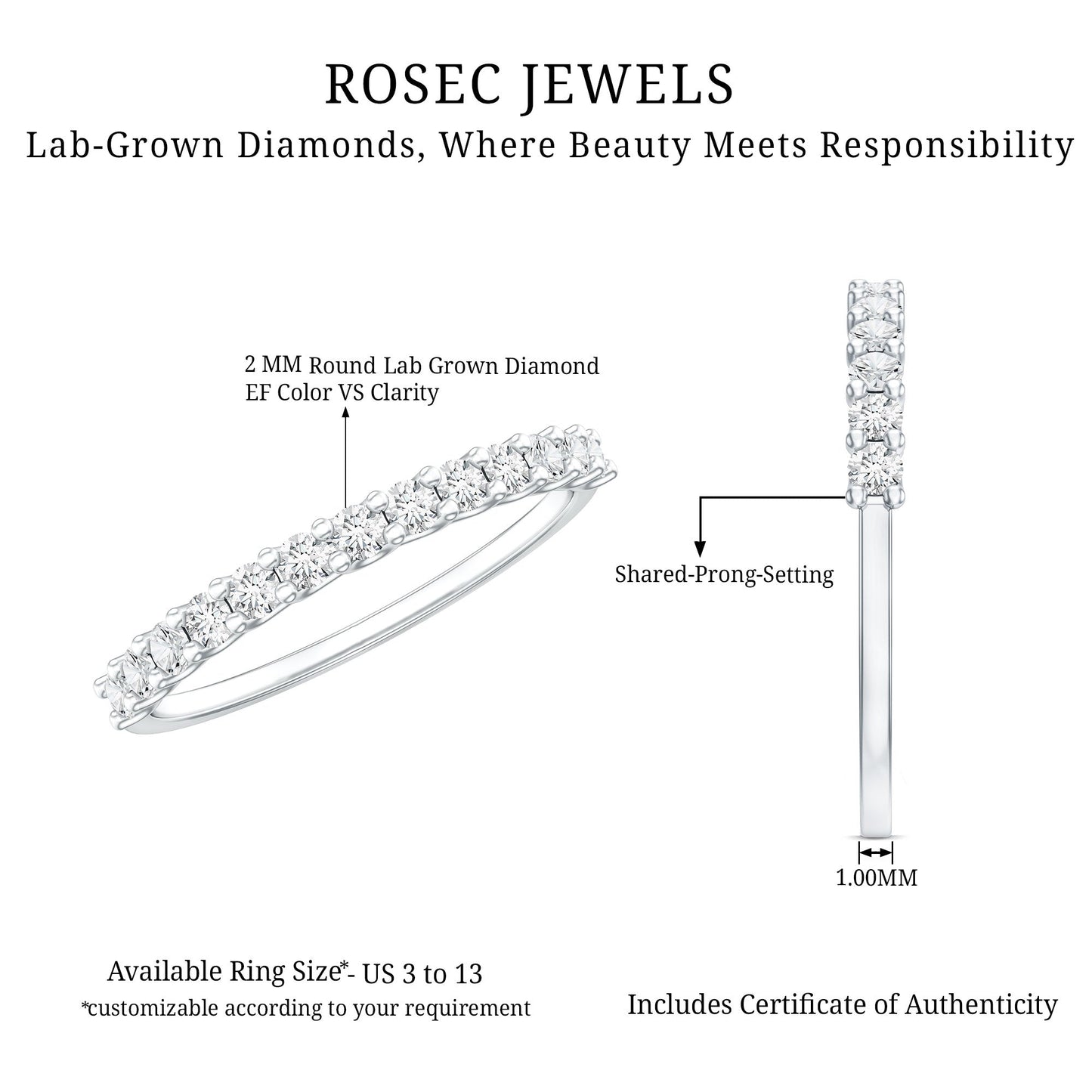 Lab Grown Diamond Eternity Stackable Ring