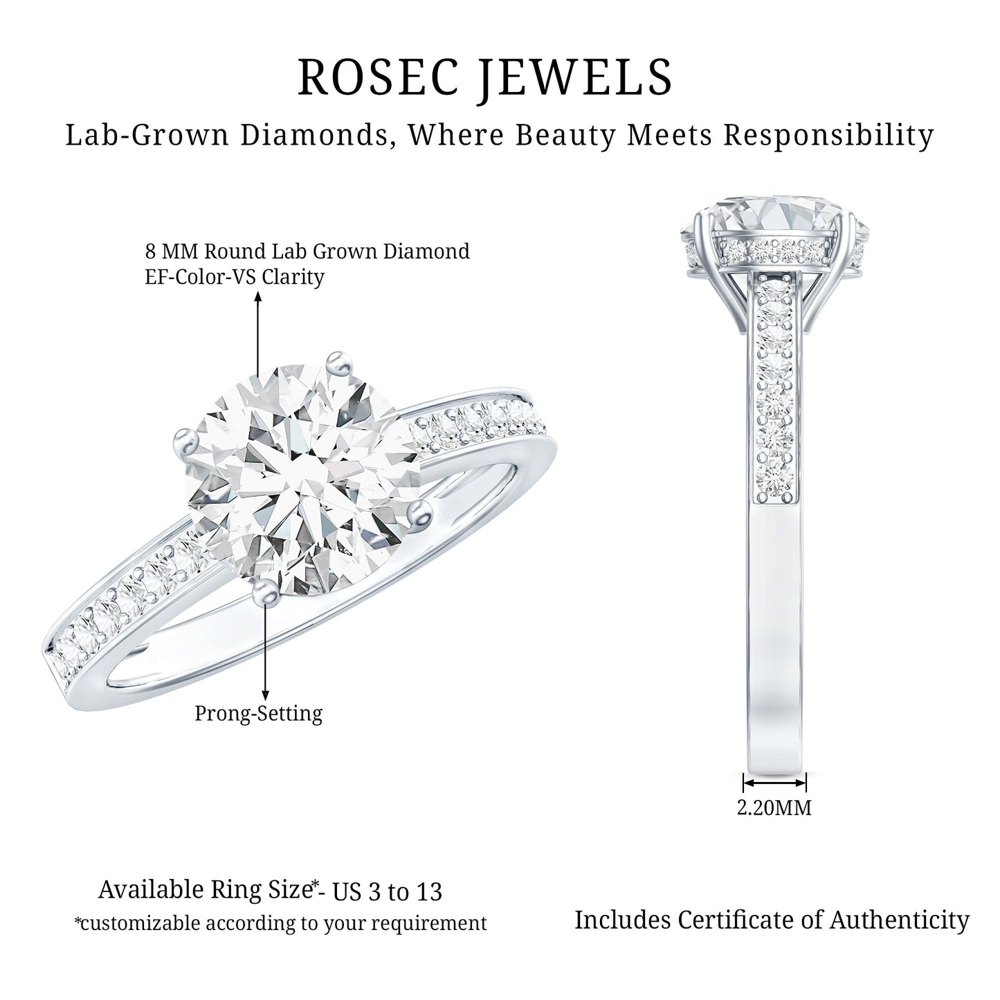 2 Carat Lab Created Diamond Round Engagement Ring With Hidden Halo