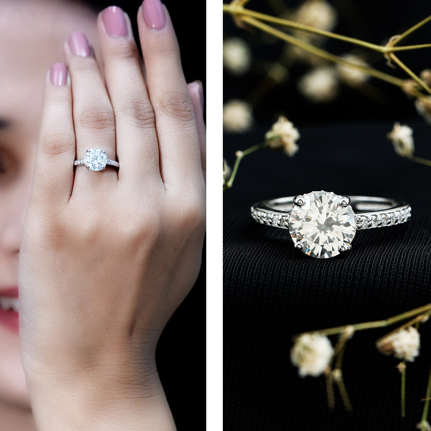 2 Carat Lab Created Diamond Round Engagement Ring With Hidden Halo
