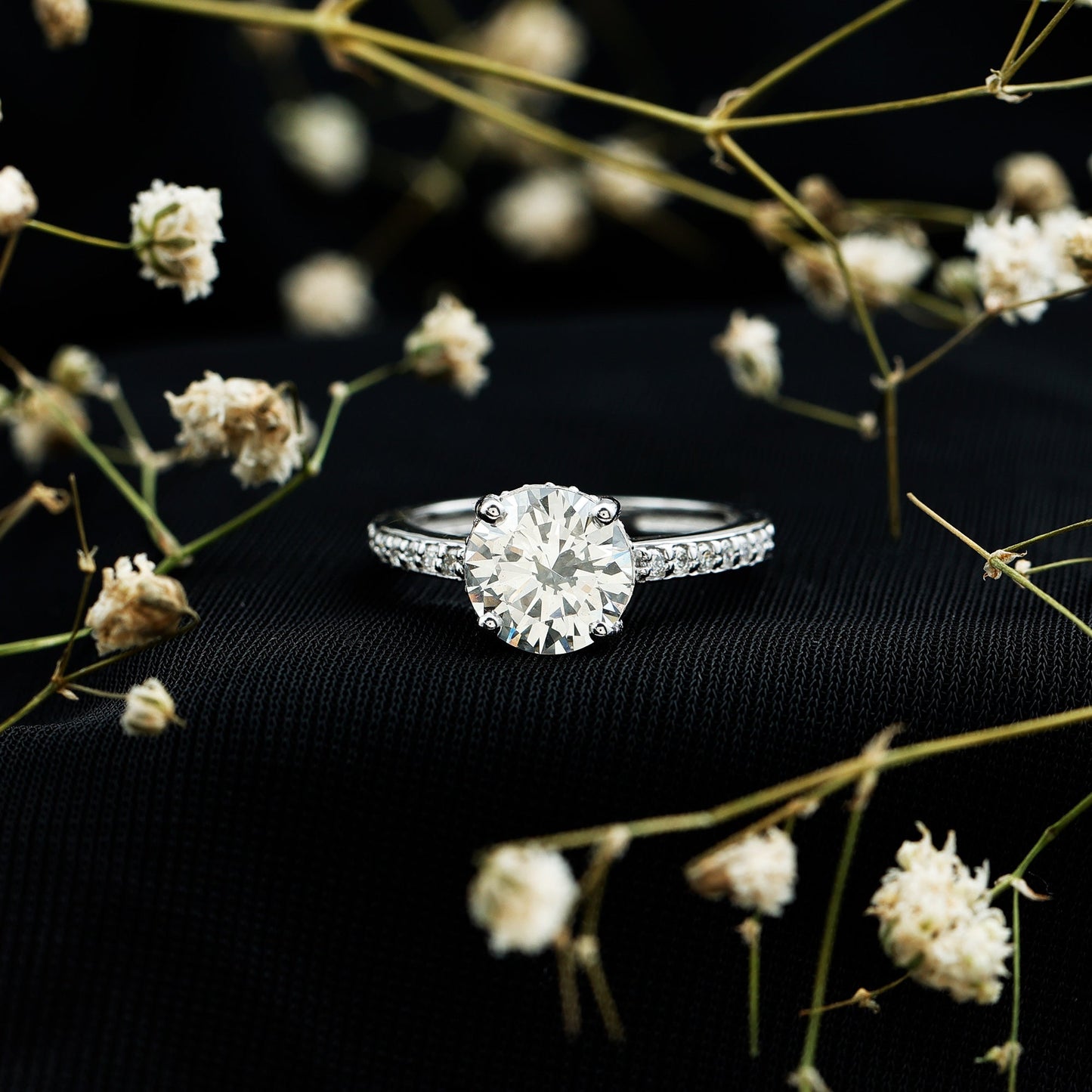 2 Carat Lab Created Diamond Round Engagement Ring With Hidden Halo