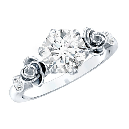Certified Lab Grown Diamond Engagement Ring With Floral Design