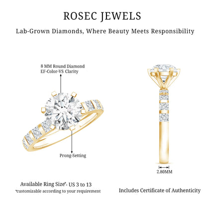 Certified 2 Carat Lab Diamond Round Engagement Ring With 6 Prong