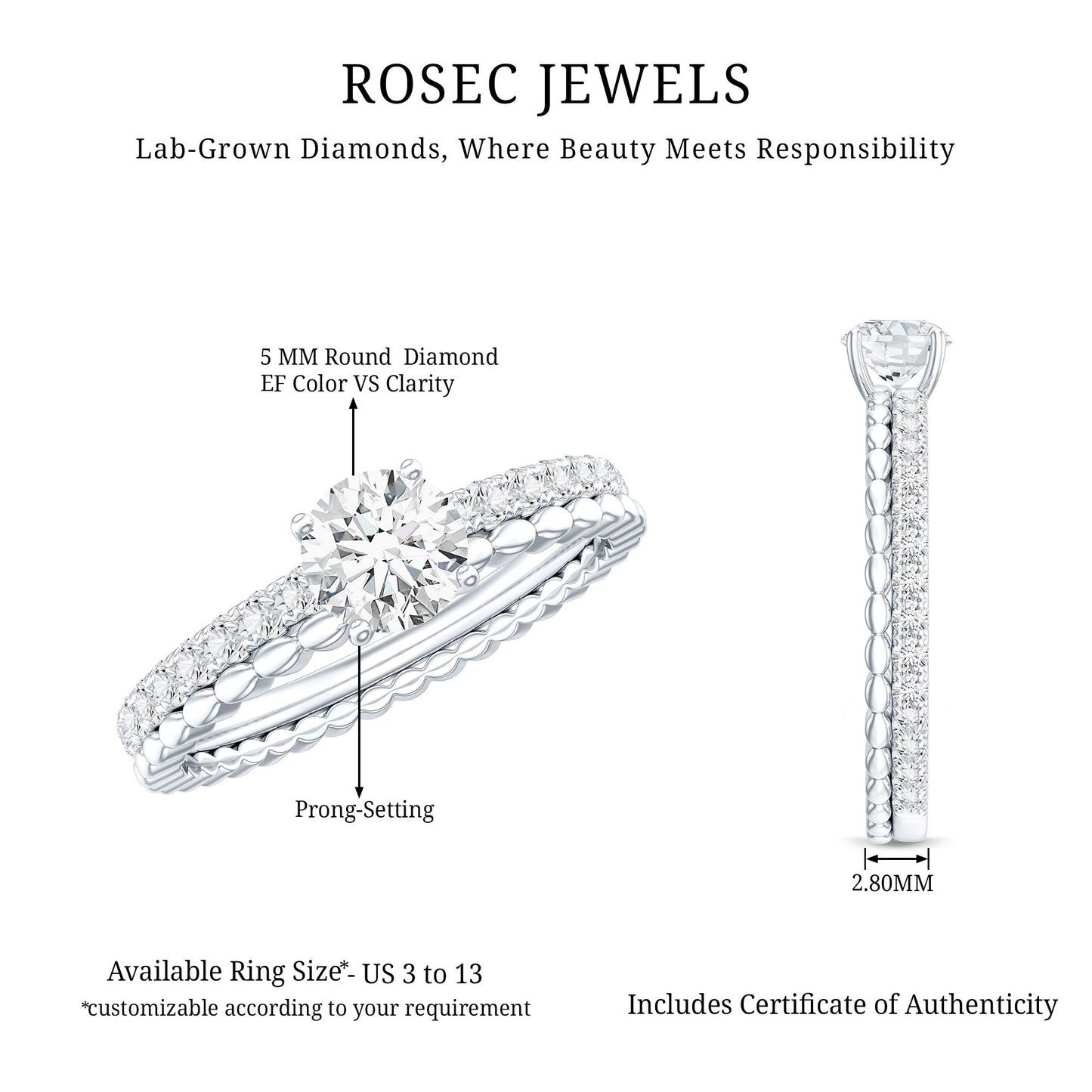 Lab Grown Diamond Bridal Engagement Ring