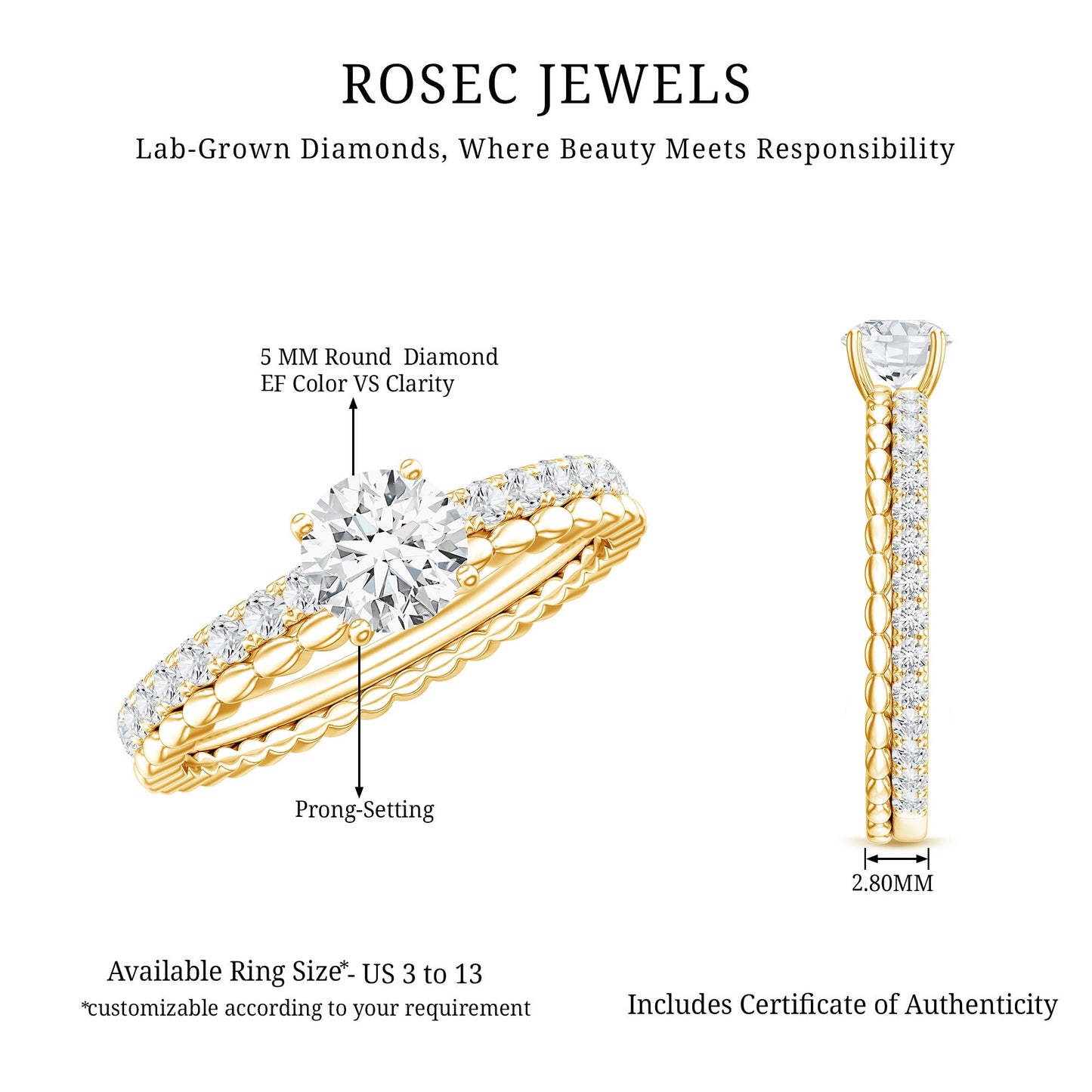 Lab Grown Diamond Bridal Engagement Ring