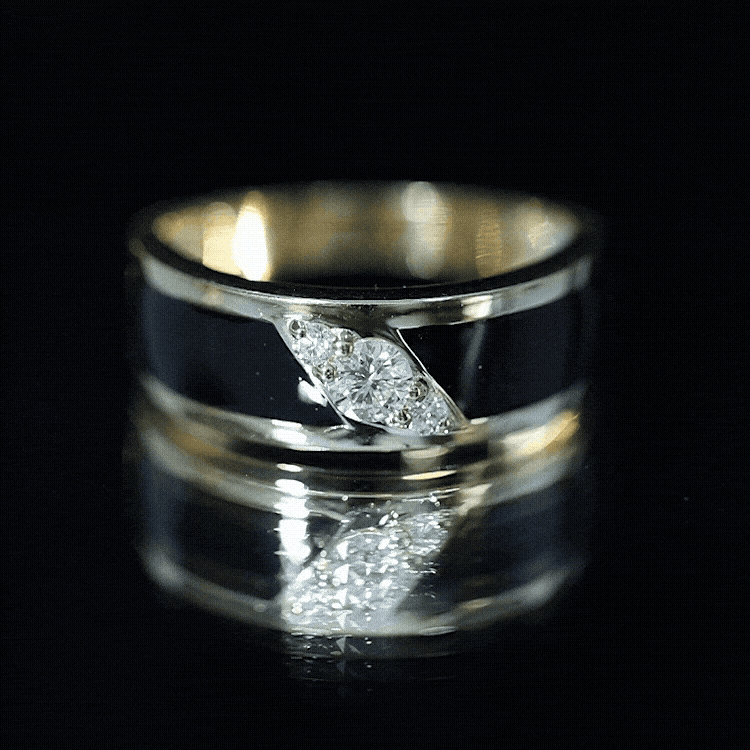Certified Lab Grown Diamond Mens Wedding Band With Enamel