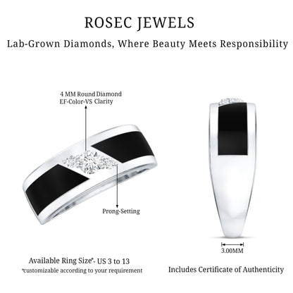 Certified Lab Grown Diamond Mens Wedding Band With Enamel