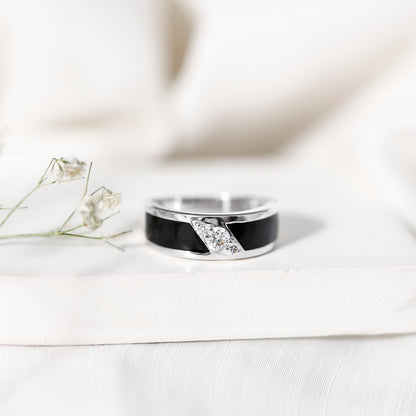 Certified Lab Grown Diamond Mens Wedding Band With Enamel