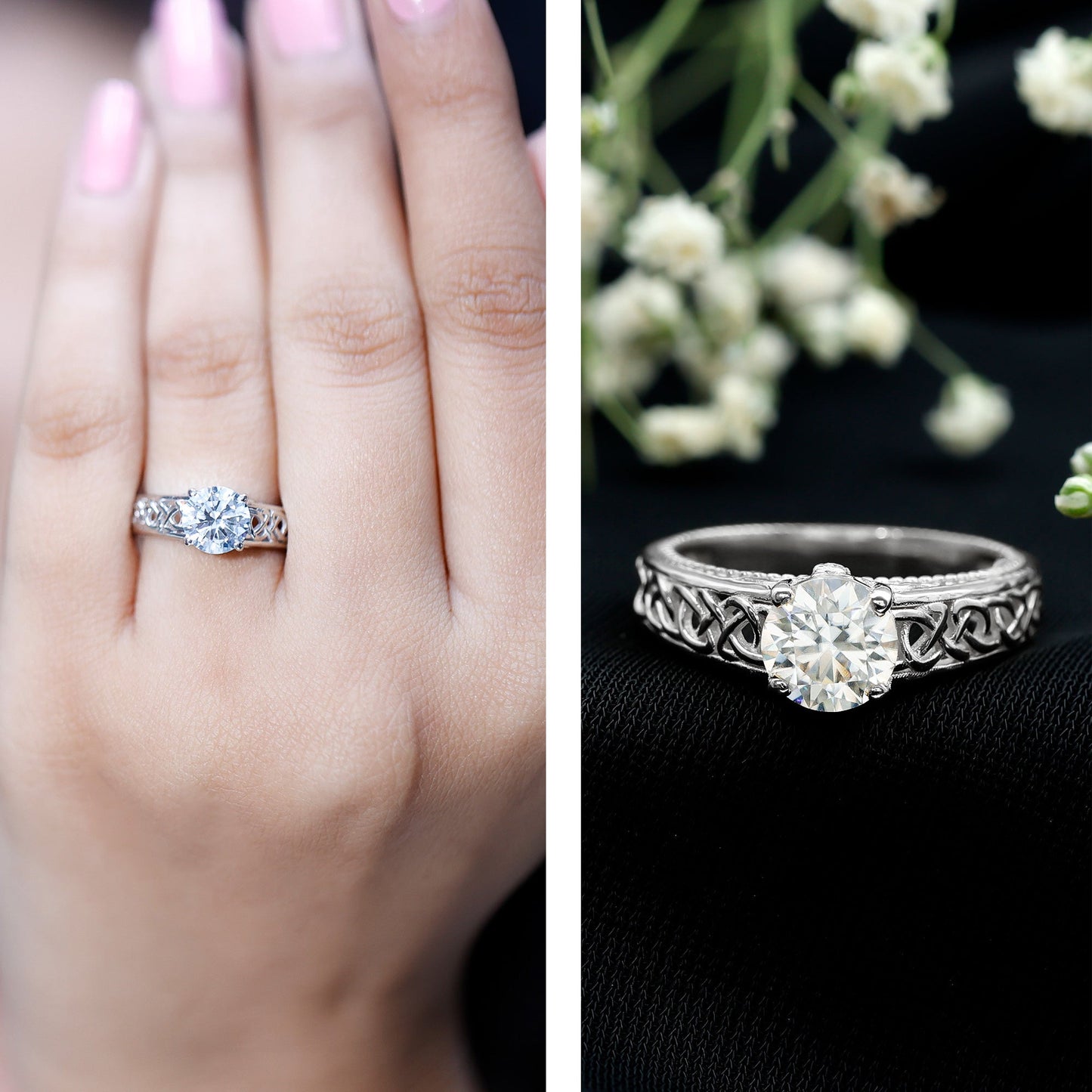 Certified 1.2 Carat Lab Grown Diamond Celtic Design Engagement Ring