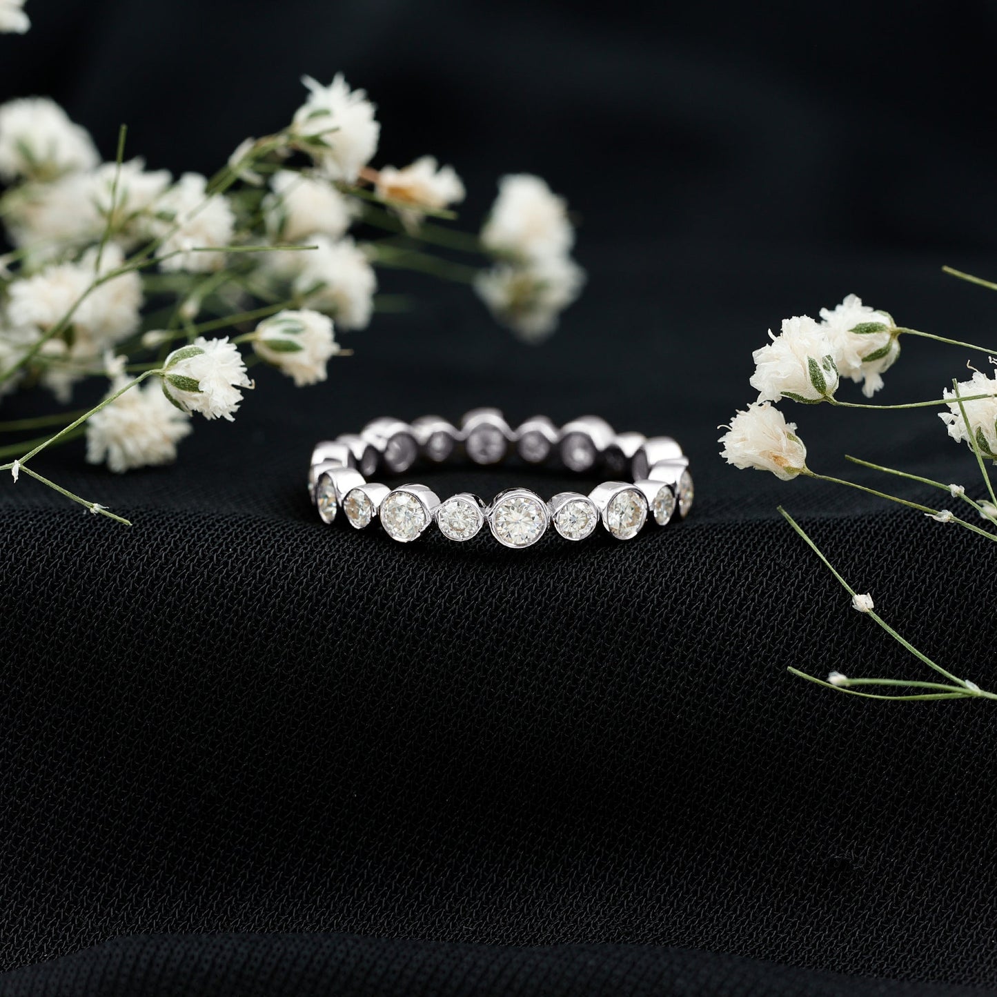 Round Cut Lab Grown Diamond Bezel Set Eternity Band