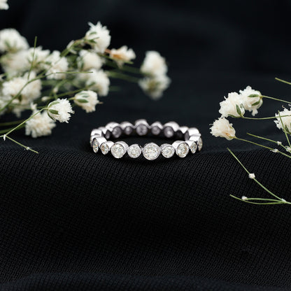 Round Cut Lab Grown Diamond Bezel Set Eternity Band