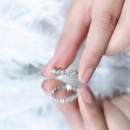 Round Cut Lab Grown Diamond Bezel Set Eternity Band