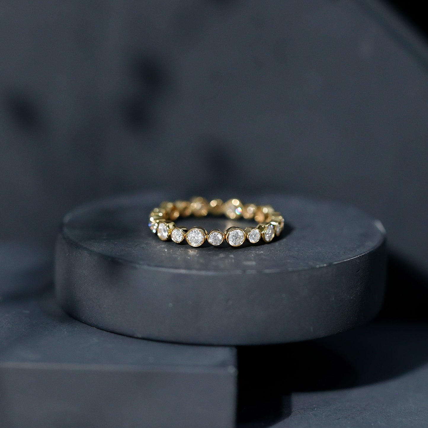 Round Cut Lab Grown Diamond Bezel Set Eternity Band