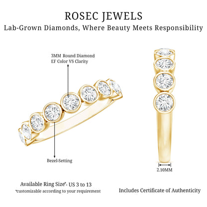 Bezel Set Lab Grown Diamond Semi Eternity Ring for Women