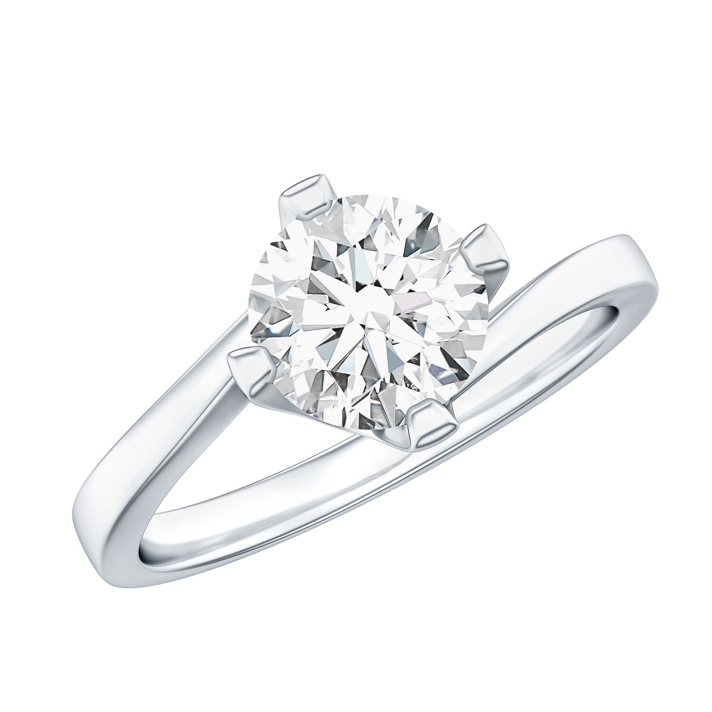 1.2 Carat Lab Grown Diamond Engagement Ring With Diagonal 4 Prongs
