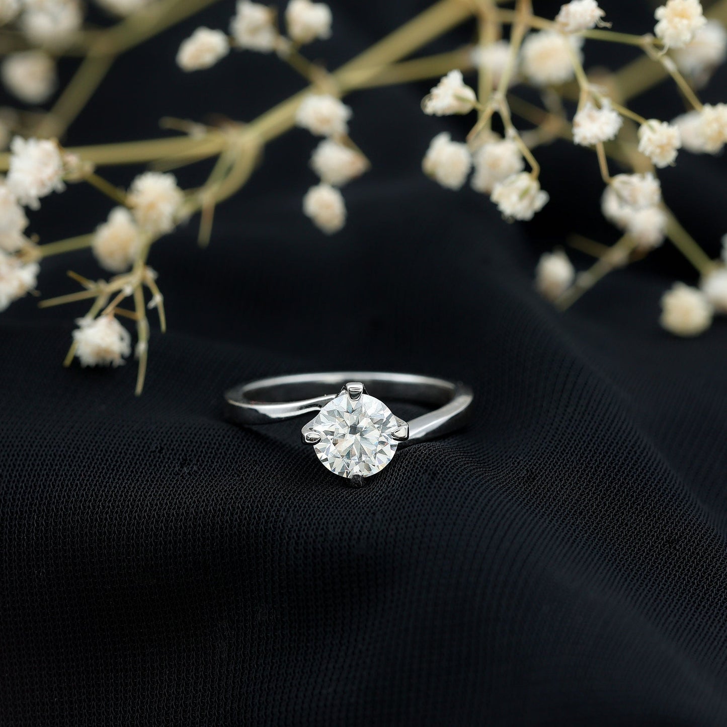 1.2 Carat Lab Grown Diamond Engagement Ring With Diagonal 4 Prongs