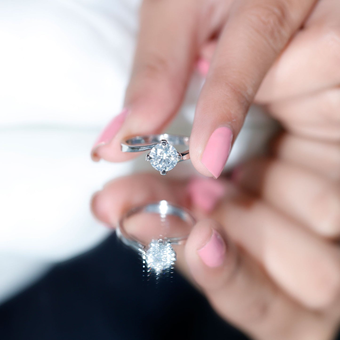 1.2 Carat Lab Grown Diamond Engagement Ring With Diagonal 4 Prongs