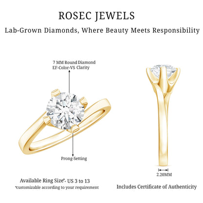 1.2 Carat Lab Grown Diamond Engagement Ring With Diagonal 4 Prongs