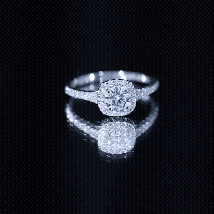 Lab Created Diamond Halo Engagement Ring With Certificate