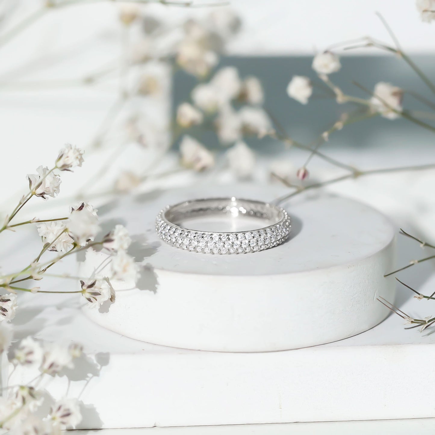 Round Cut Lab Grown Diamond Eternity Wedding Band