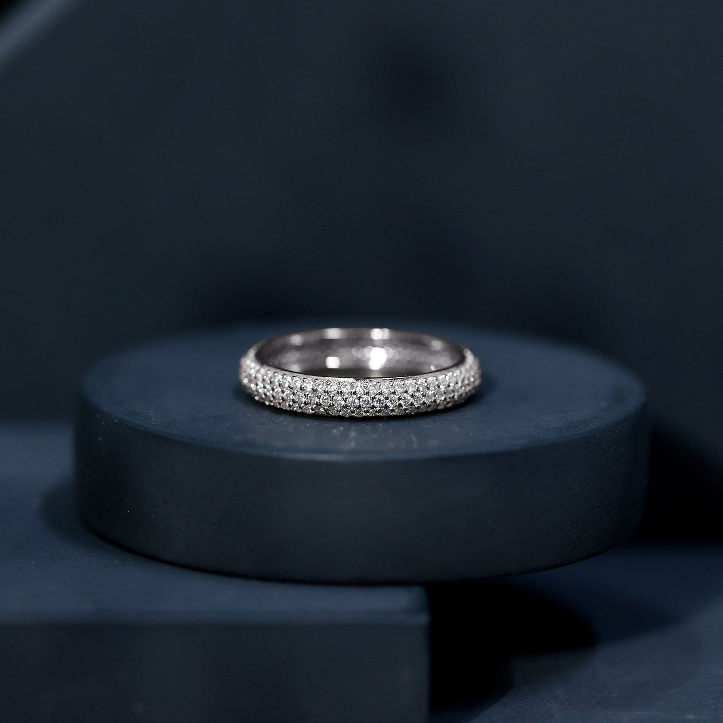 Round Cut Lab Grown Diamond Eternity Wedding Band