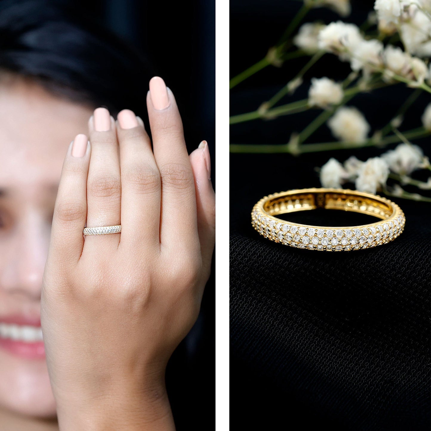 Round Cut Lab Grown Diamond Eternity Wedding Band