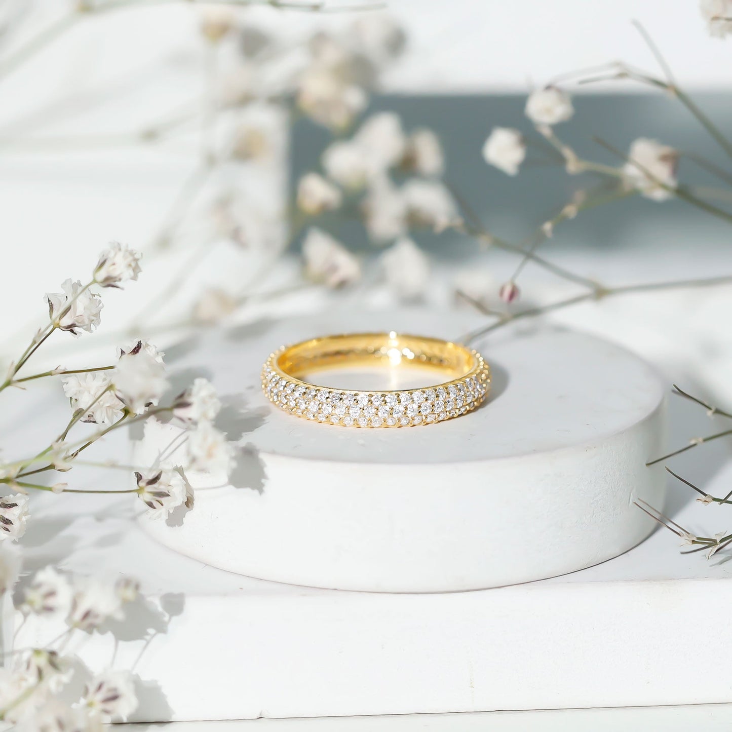 Round Cut Lab Grown Diamond Eternity Wedding Band