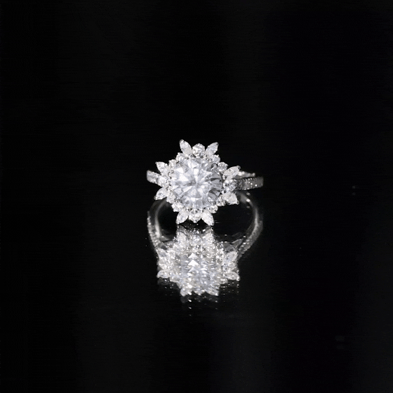 Certified Lab Created Diamond Halo Engagement Ring For Her