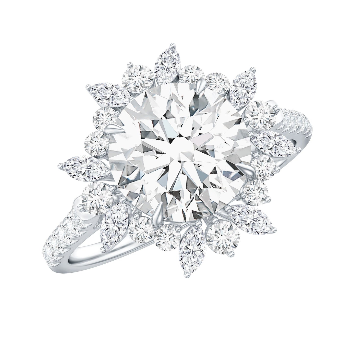 Certified Lab Created Diamond Halo Engagement Ring For Her