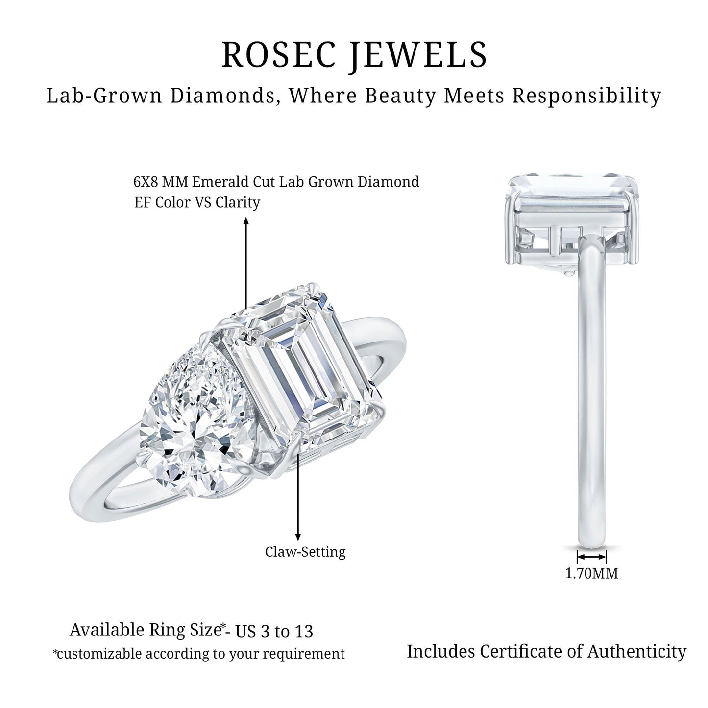 Lab Created Diamond Moi Et Toi Engagement Ring for Women