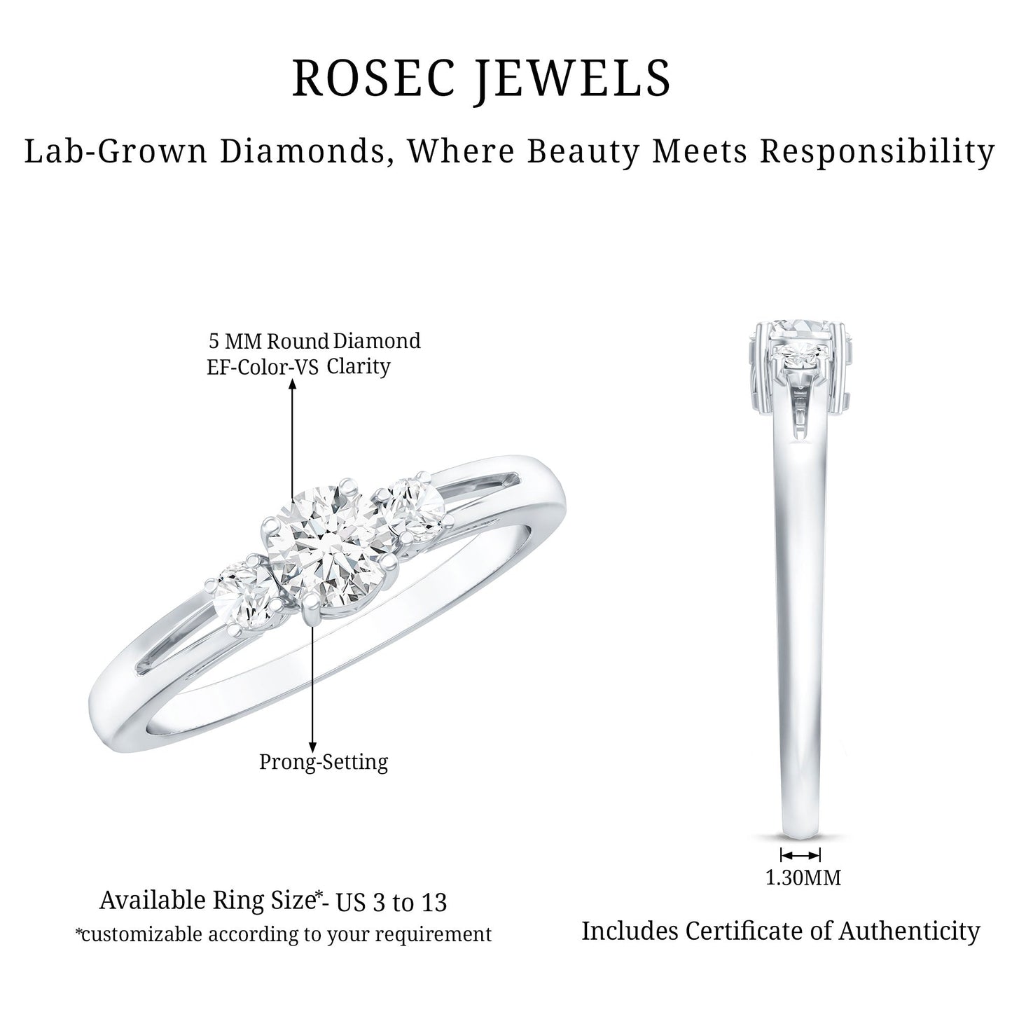 Certified Lab Created Diamond Promise Commitment Ring for Her