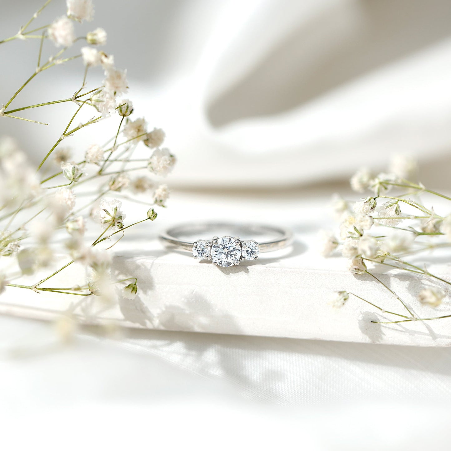 Certified Lab Grown Diamond Three Stone Engagement Ring for Her