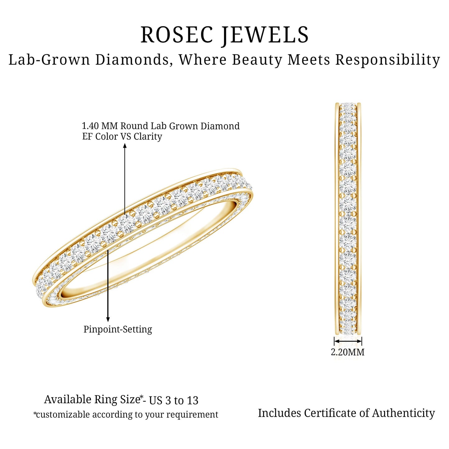 Certified Lab Created Diamond Wedding Bands for Women