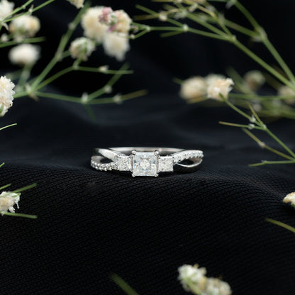 Lab Grown Diamond Three Stone Promise Ring With Split Shank