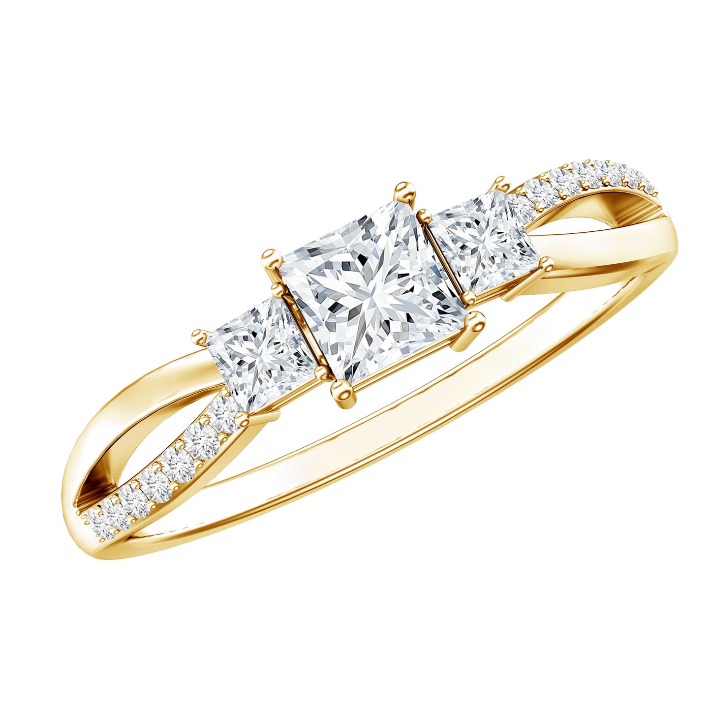 Lab Grown Diamond Three Stone Promise Ring With Split Shank