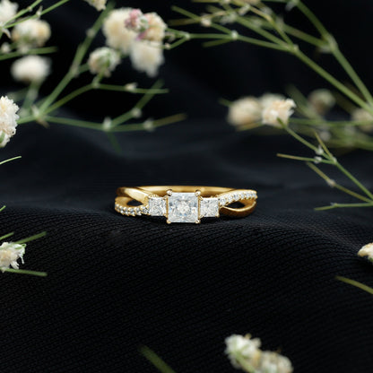 Lab Grown Diamond Three Stone Promise Ring With Split Shank
