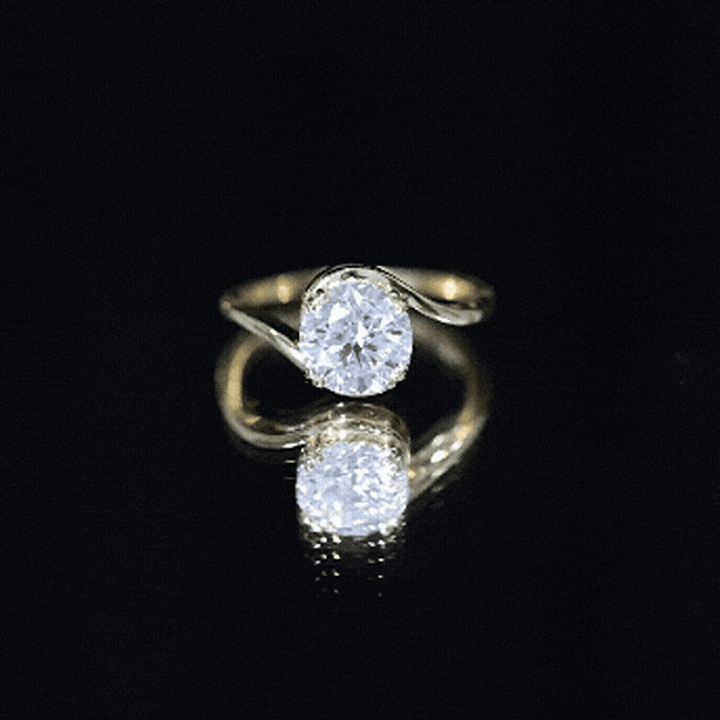Lab Grown 2 Carat Diamond Bypass Engagement Ring With Diagonal 4 Prong