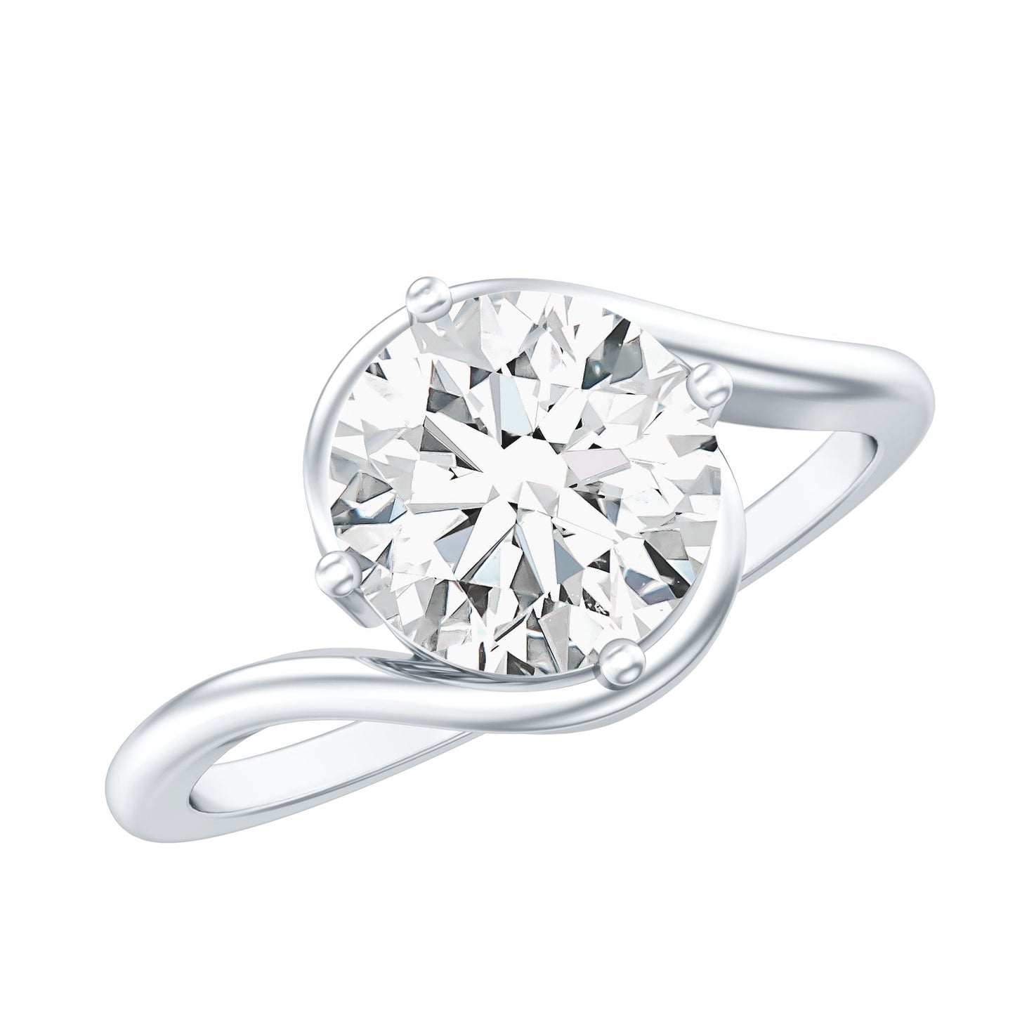 Lab Grown 2 Carat Diamond Bypass Engagement Ring With Diagonal 4 Prong