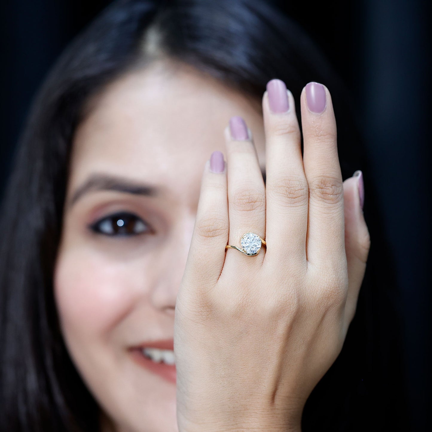 Lab Grown 2 Carat Diamond Bypass Engagement Ring With Diagonal 4 Prong