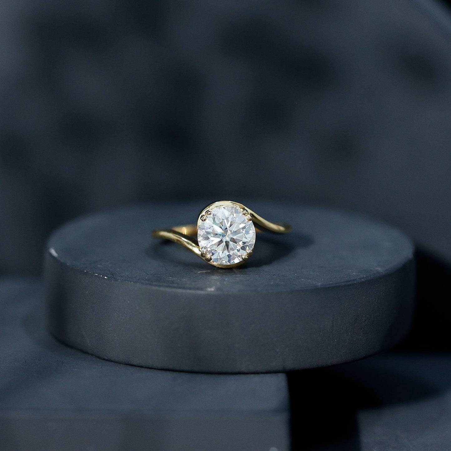 Lab Grown 2 Carat Diamond Bypass Engagement Ring With Diagonal 4 Prong