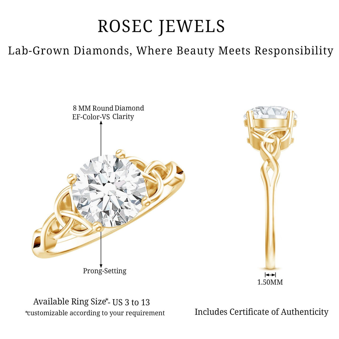 Lab Created 2 Carat Diamond Celtic Knot Engagement Ring