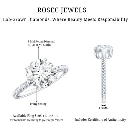 2 Carat Lab Grown Diamond Engagement Ring With Twisted Rope