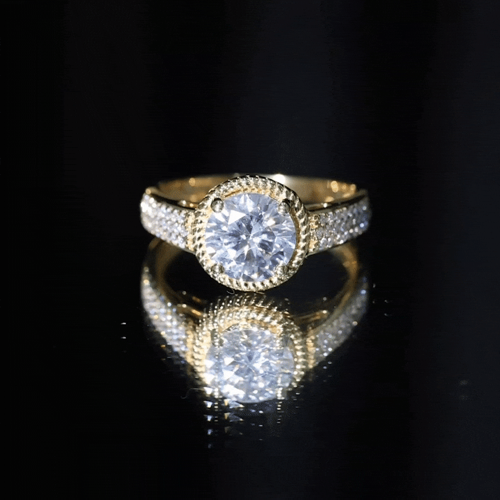 Lab Grown Diamond Circle Engagement Ring With Rope Frame