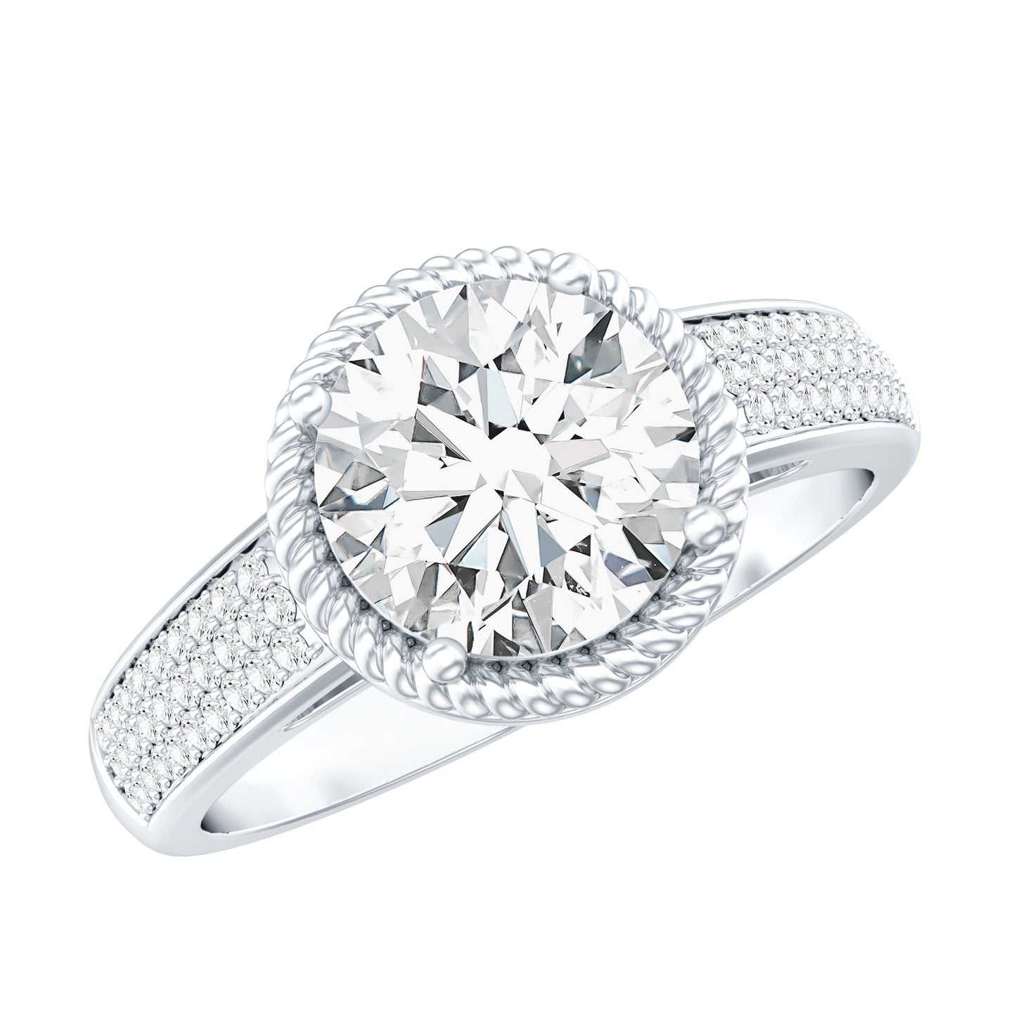 Lab Grown Diamond Circle Engagement Ring With Rope Frame